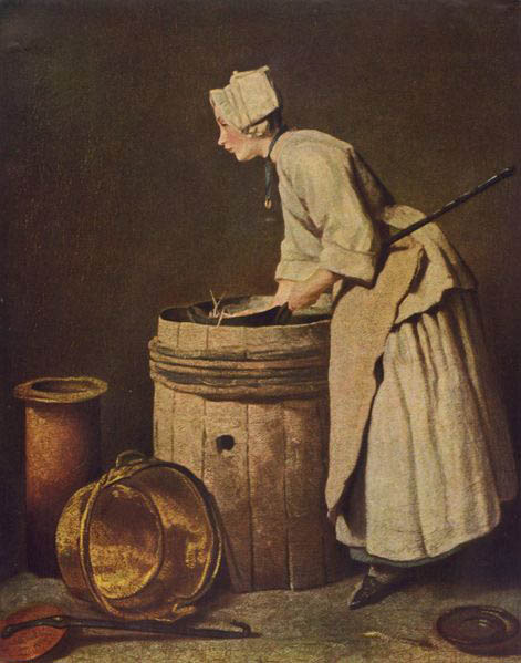 Jean Simeon Chardin Frau, Geschirr scheuernd